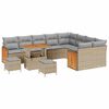 vidaXL Gar&eth;s&oacute;fa sett me&eth; p&uacute;&eth;i 13 pcs Beige og lj&oacute;sgr&aacute;r p&oacute;l&yacute;rattan