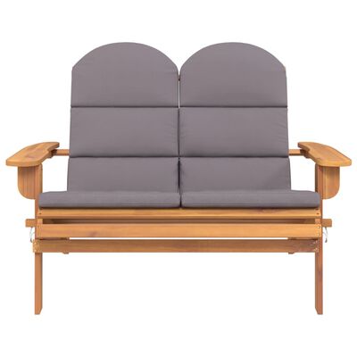 vidaXL Adirondack Garðbekkur með Púðum 126 cm Gegnheill Akasíuviður