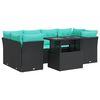vidaXL 7 stykki gar&eth;s&oacute;fasett me&eth; p&uacute;&eth;um Black Poly Rattan Acacia