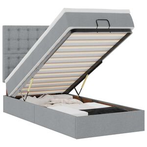 vidaXL Ottoman r&uacute;mgrind me&eth; d&yacute;nu Lj&oacute;sgr&aacute;r 100x200 cm Efni