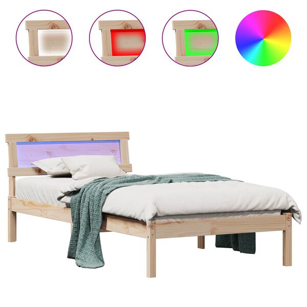 vidaXL Ramsv&iacute;k me&eth; h&ouml;fu&eth;gafl Br&uacute;nn 90 x 190 cm Solid furuhikk