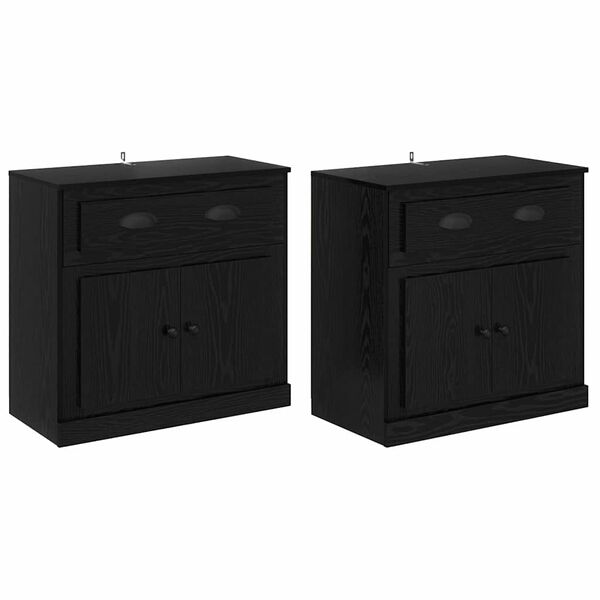 vidaXL Hli&eth;arbor&eth; me&eth; sk&uacute;ffu 2 pcs Svartur Eik 70 x 35,5 x 67,5 cm