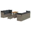 vidaXL Gar&eth;s&oacute;fa sett 10 pcs Gr&aacute;r p&oacute;l&yacute;rattan