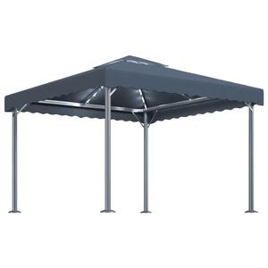 vidaXL Gazebo me&eth; LED strengjalj&oacute;sum 300x300 cm Reykgr&aacute;tt &Aacute;l