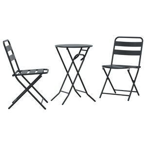 vidaXL Gar&eth; Bistro Set 3 pcs Antras&iacute;t St&aacute;l
