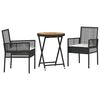 vidaXL Gar&eth; Bistro Set 3 pcs Svartur p&oacute;l&yacute;rattan