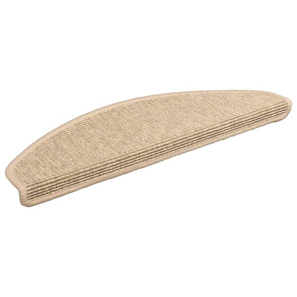 vidaXL Stigamottur 15 stk 65x21x4 cm lj&oacute;sbeige h&aacute;lfhringlaga st&oacute;rar