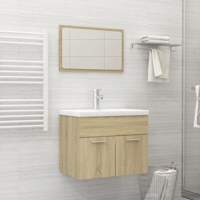 804785 vidaXL 2 Piece Bathroom Furniture Set Sonoma Oak Chipboard