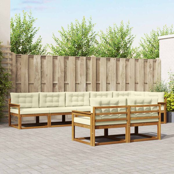 vidaXL &Uacute;ti s&oacute;fasett me&eth; p&uacute;&eth;i 8 pcs N&aacute;tt&uacute;rulegt og Krem