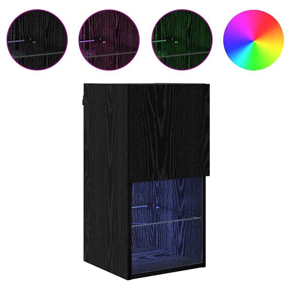 vidaXL Vegghengd sj&oacute;nvarpssk&aacute;pur 2 pcs Svartur Eik 30,5 x 30 x 60 cm