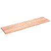 vidaXL Vegghilla Lj&oacute;sbr&uacute;n 200x50x(2-4) cm Me&eth;h&ouml;ndlu&eth; Gegnheil Eik