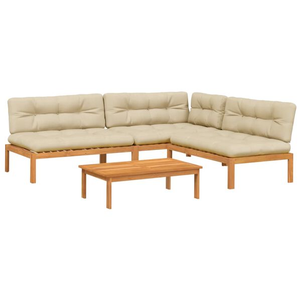 vidaXL 4 Hluta Gar&eth;s&oacute;fasett me&eth; Sessum Gegnheill Akas&iacute;uvi&eth;ur