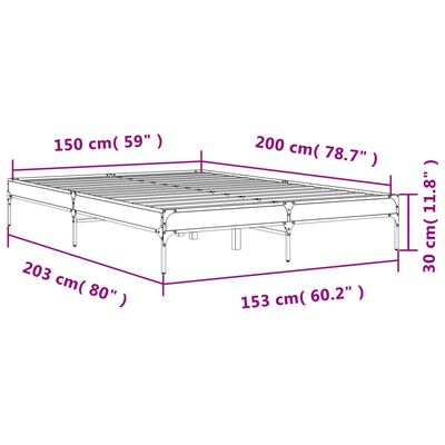 vidaXL Rúmgrind án Dýnu Gráir Sonoma Eik 150x200 cm