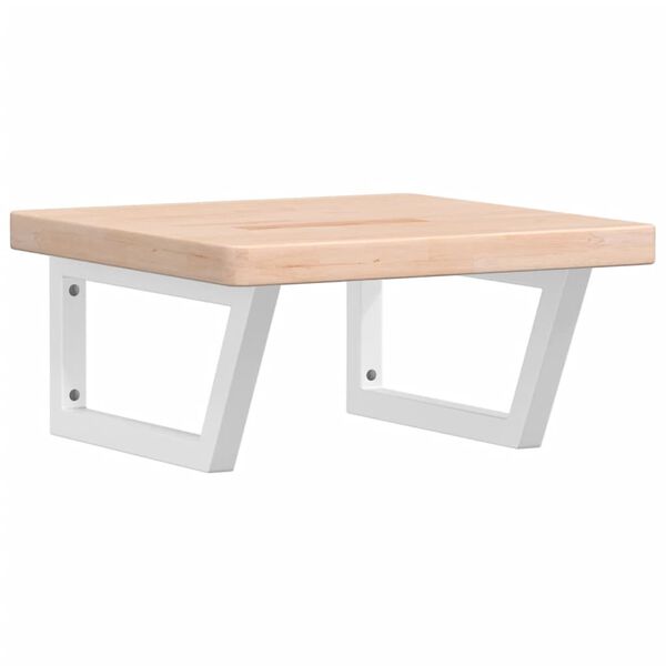 vidaXL Veggfest Handlaugarhilla Stál og Gegnheil Eik