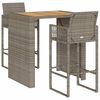 vidaXL 3 stykki gar&eth;barasett &aacute;n p&uacute;&eth;a Gr&aacute;r P&oacute;l&yacute;rattan Akas&iacute;uvi&eth;ur
