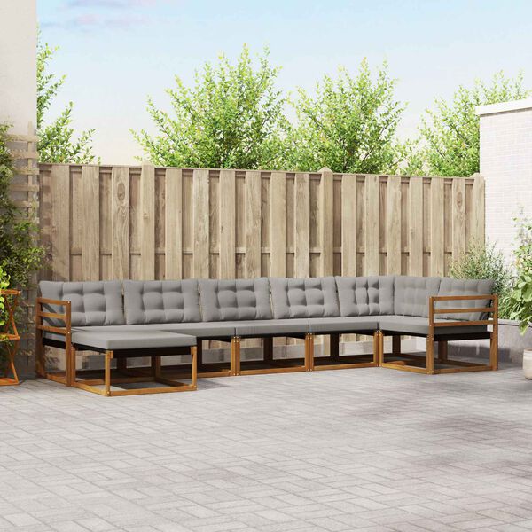 vidaXL &Uacute;ti s&oacute;fasett 7 pcs N&aacute;tt&uacute;rulegt og Lj&oacute;st Gr&aacute;tt Hrein akas&iacute;utr&eacute;