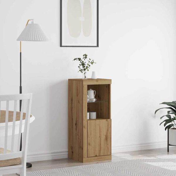 vidaXL LED Hli&eth;arsk&aacute;pur Artisan Eik 41 x 37 x 100 cm Samsettur vi&eth;ur