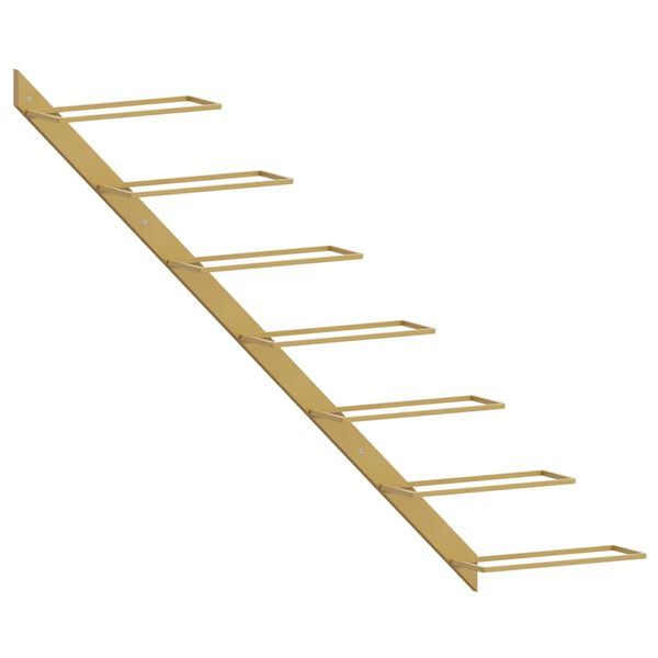 vidaXL Vegghengdur V&iacute;nrekki fyrir 7 fl&ouml;skur Gylltur M&aacute;lmur