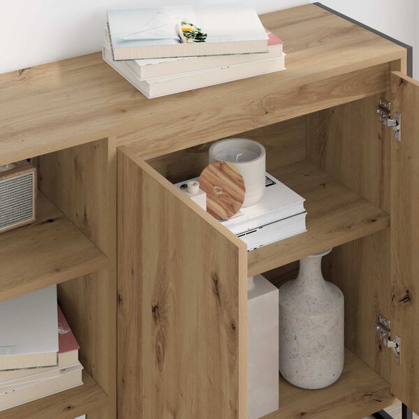 vidaXL Hli&eth;arsk&aacute;pur Listama&eth;ur Eik 96.5 x 30 x 75 cm Samsettur vi&eth;ur