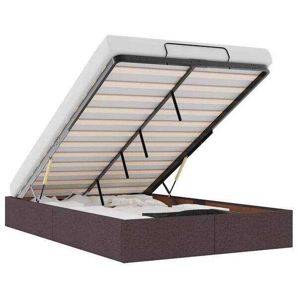 vidaXL Ottoman r&uacute;mgrind &aacute;n d&yacute;nu D&ouml;kkbr&uacute;nt 120x200 cm Efni