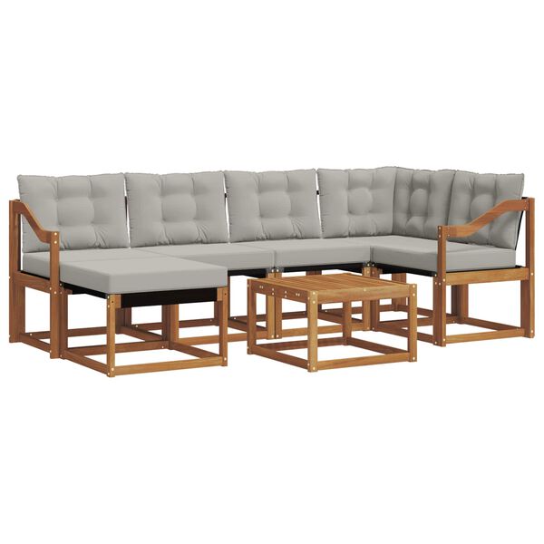 vidaXL &Uacute;ti s&oacute;fasett me&eth; p&uacute;&eth;i 7 pcs N&aacute;tt&uacute;rulegt og Lj&oacute;st Gr&aacute;tt