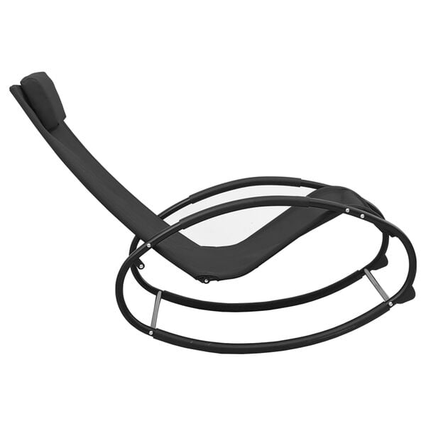 vidaXL Sólbekkur með Púðastáli Stál og Textílene Svartur