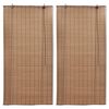 vidaXL Rúllugardína úr Bambus 2 stk. 80 x 160 cm Brúnn
