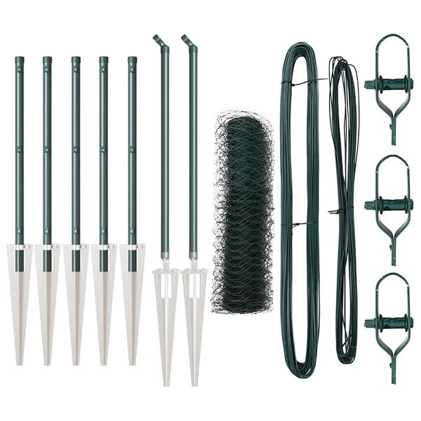 vidaXL Gir&eth;ingarp&oacute;stur Gr&aelig;nn 10 x 0,6 m (50 mm net) St&aacute;l og PVC