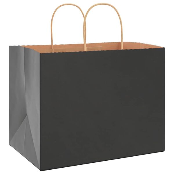 vidaXL Papp&iacute;rspokar 250 stk me&eth; Handf&ouml;ngum Svartir 32x22x24 cm
