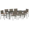 vidaXL Gar&eth;ur bor&eth;sett me&eth; p&uacute;&eth;i 9 pcs Gr&aacute;r p&oacute;l&yacute;rattan