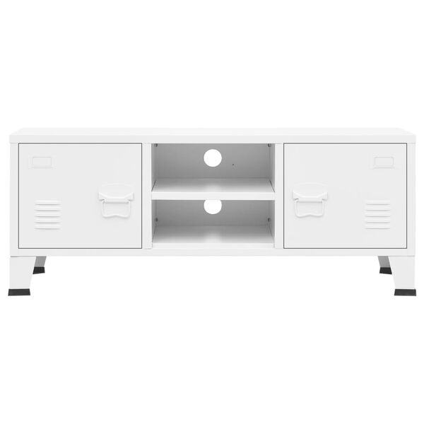 vidaXL Iðnaðarsjónvarpskápur Hvítur 105x35x42 cm Málmur