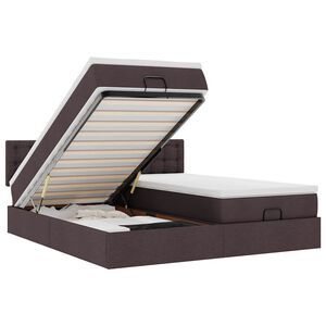 vidaXL Ottoman r&uacute;mgrind me&eth; d&yacute;num D&ouml;kkbr&uacute;nt 160x200cm Efni