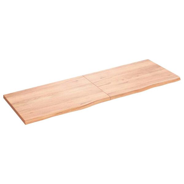 vidaXL Vegghilla Ljósbrún 180x60x(2-4) cm Meðhöndluð Gegnheil Eik