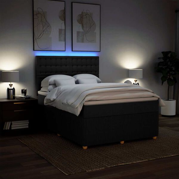 vidaXL H&oacute;lfa&eth; Springr&uacute;m Svart 160x200 cm Tauefni