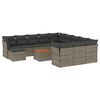 vidaXL 13 Hluta Gar&eth;s&oacute;fasett me&eth; Sessum Gr&aacute;r P&oacute;l&yacute;rattan