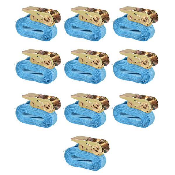vidaXL Strekkibönd með Hömluhaki 10 stk 0,8 Tonn 4 m x 25 mm Bláar