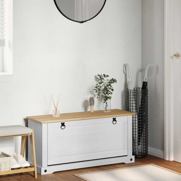 vidaXL Sk&oacute;knask&aacute;pur Corona Hv&iacute;tt 99 x 32 x 49 cm Solid furuhikk