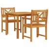 vidaXL Gar&eth;ur bor&eth;sett 3 pcs Br&uacute;nn Gegnheill akas&iacute;uvi&eth;ur
