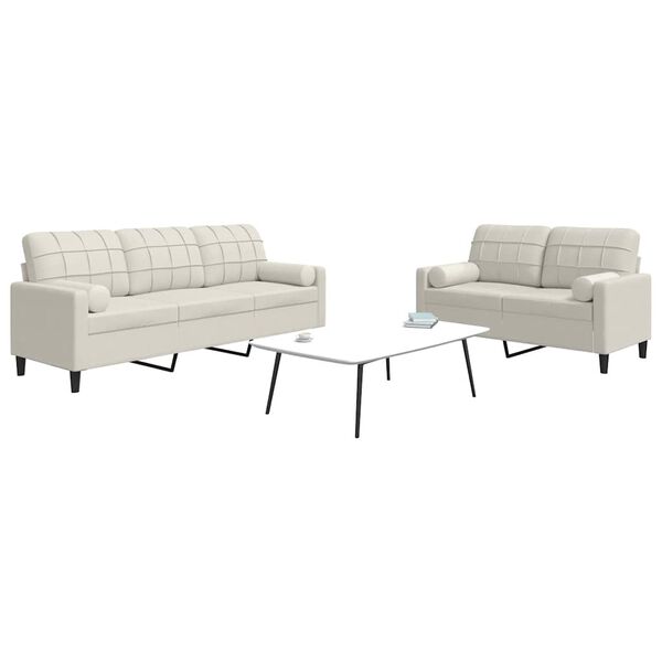 vidaXL 2 Parta S&oacute;fasett me&eth; Sessum og Bolsterum Rj&oacute;mahv&iacute;tt Flauel