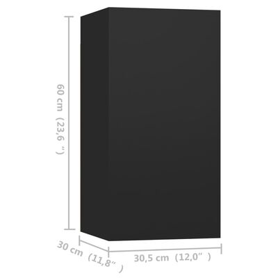 803329 vidaXL TV Cabinets 2 pcs Black 30,5x30x60 cm Chipboard