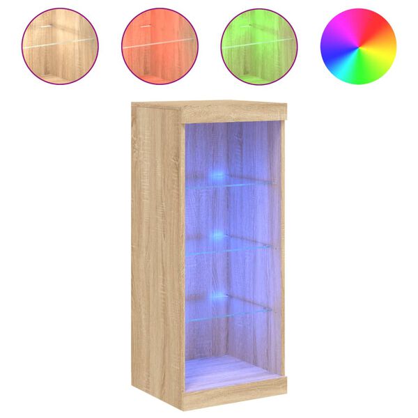 vidaXL Skenkur me&eth; LED Lj&oacute;sum Sonoma Eik 41x37x100 cm