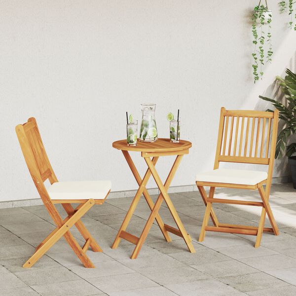 vidaXL Garð Bistro Set 3 pcs Brúnn Gegnheill akasíuviður