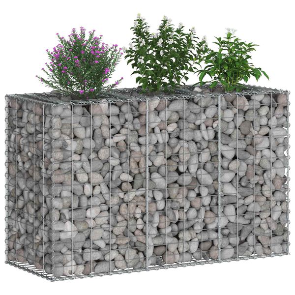 vidaXL Gabion h&aelig;kka&eth; r&uacute;m Silfur 130 x 50 x 80 cm Galvaniserad st&aacute;l