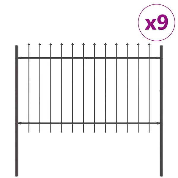 vidaXL Gar&eth;hefti 9 pcs Gr&aacute;r 15,3 x 1,2 m Duftlita&eth;ur st&aacute;l