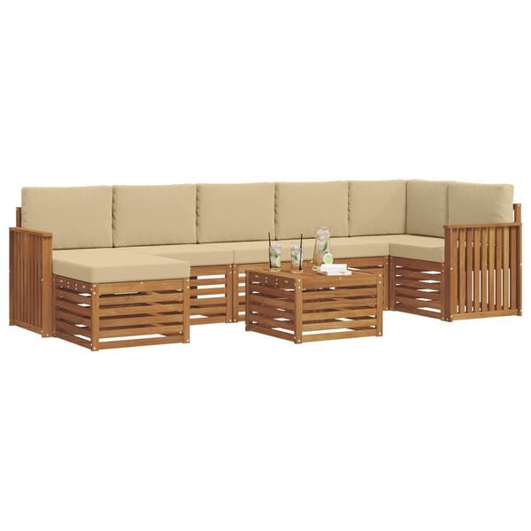 vidaXL Sofav&ouml;ruuppsettning 8 pcs N&aacute;tt&uacute;rulegt og B&eacute;ig Hrein akas&iacute;utr&eacute;