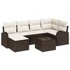 vidaXL S&oacute;fasett me&eth; p&uacute;&eth;i me&eth; geymslu 7 pcs Br&uacute;n og hv&iacute;t p&oacute;l&yacute;rattan