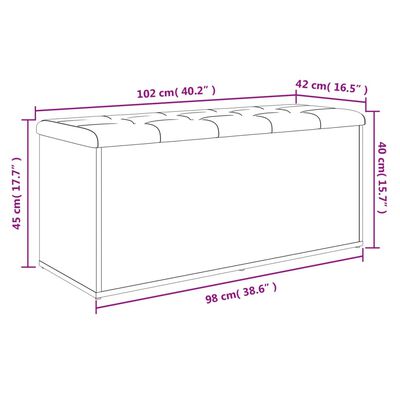 vidaXL Geymslubekkur Grár Sonoma 102x42x45 cm Samsettur Viður