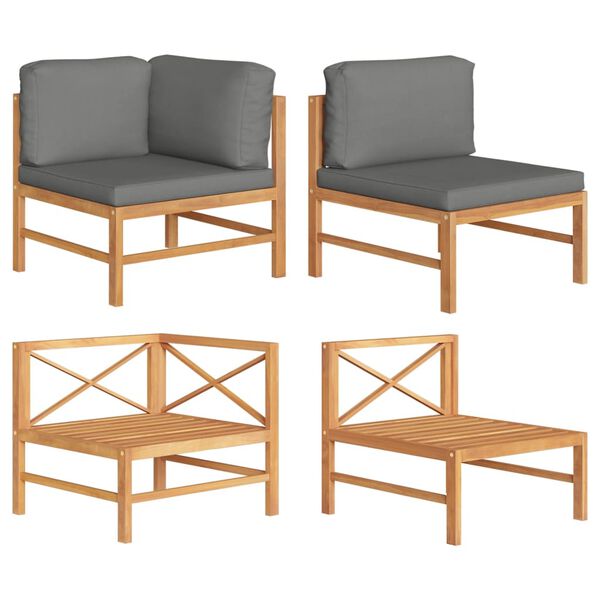 vidaXL 2 Hluta Gar&eth;s&oacute;fasett me&eth; D&ouml;kkgr&aacute;um Sessum Tekk