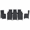 vidaXL Gar&eth;ur bor&eth;sett me&eth; p&uacute;&eth;i 9 pcs Svartur p&oacute;l&yacute;rattan