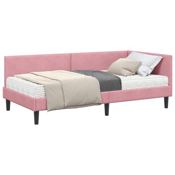 vidaXL Hornar&uacute;m rammi me&eth; d&yacute;nu Anna&eth; me&eth; h&ouml;fu&eth;gafl 2 pcs Gr&aacute;r Flauel